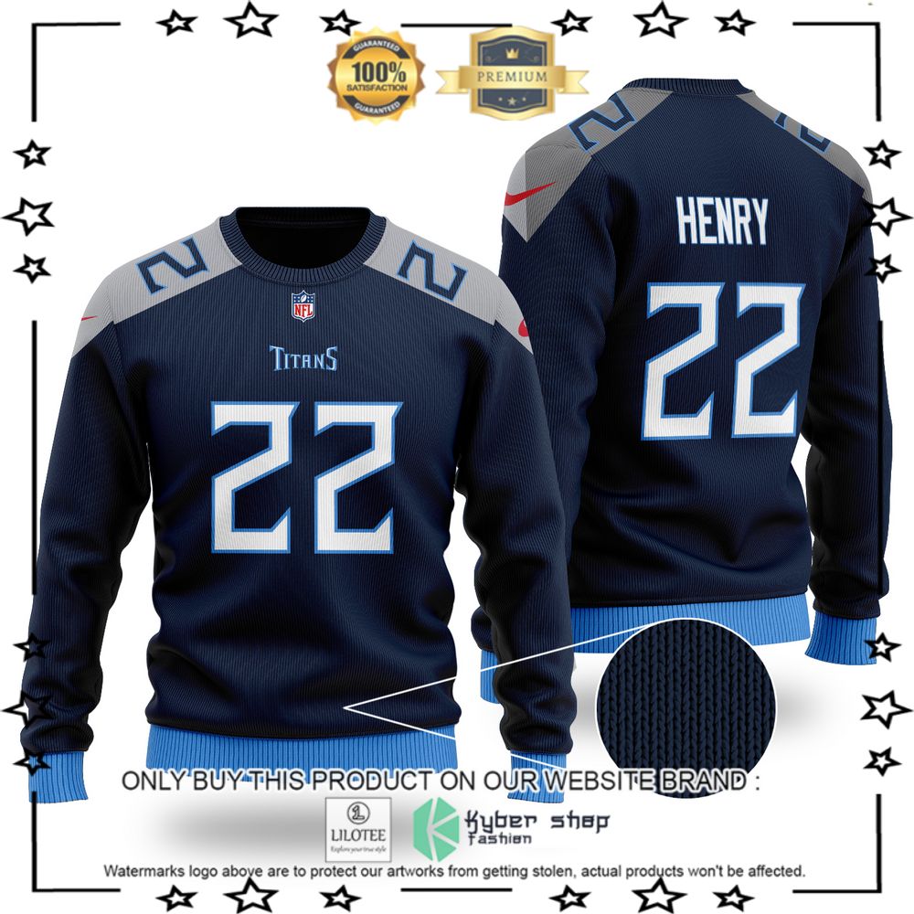 nfl tennessee titans derrick henry navy christmas sweater 1 48675