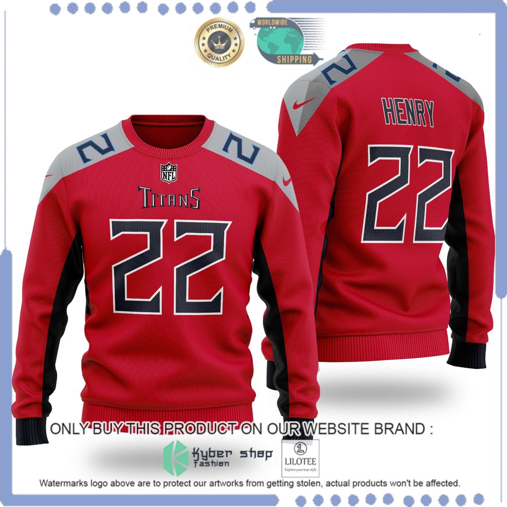 nfl tennessee titans derrick henry red wool sweater 1 27414