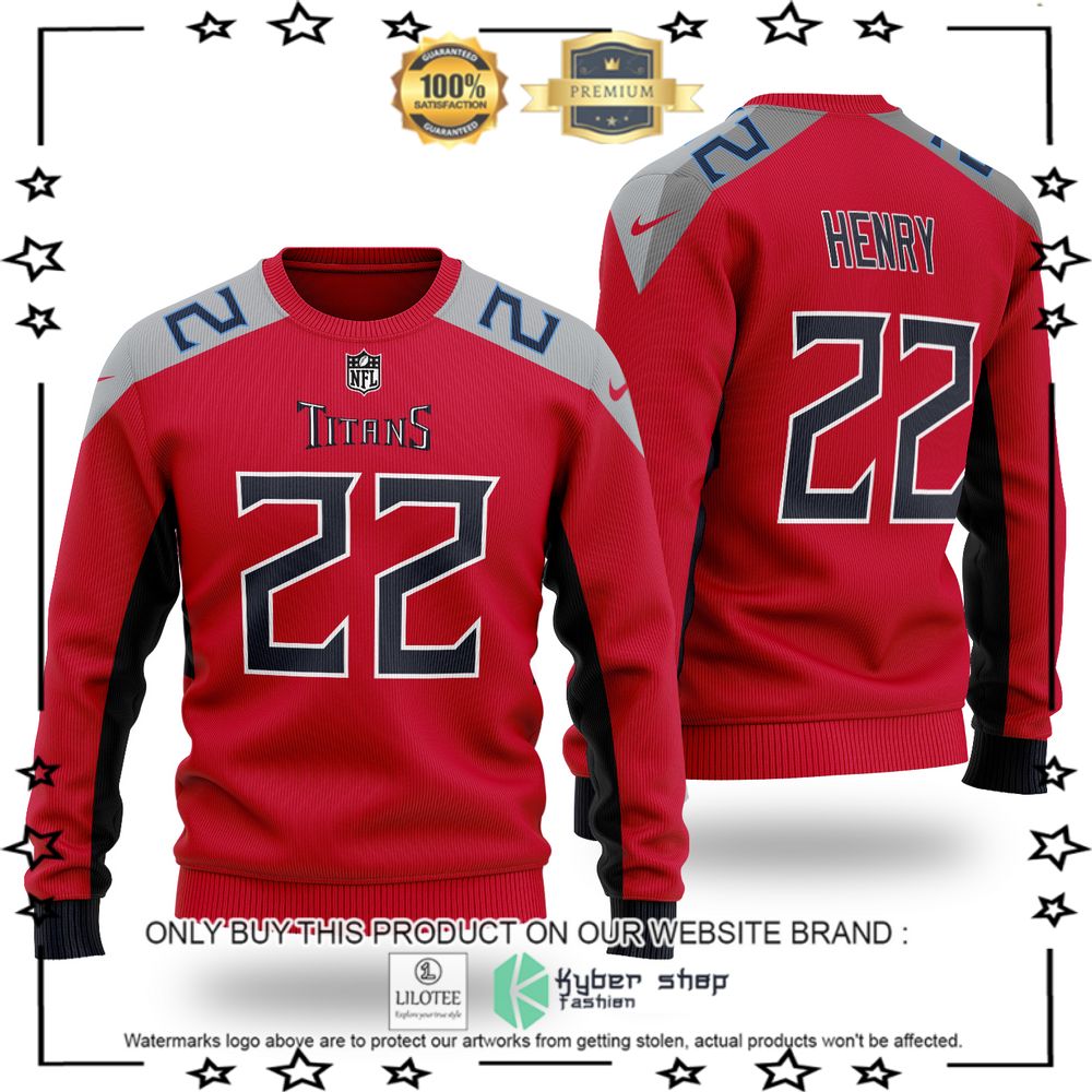 nfl tennessee titans derrick henry red wool sweater 1 82993