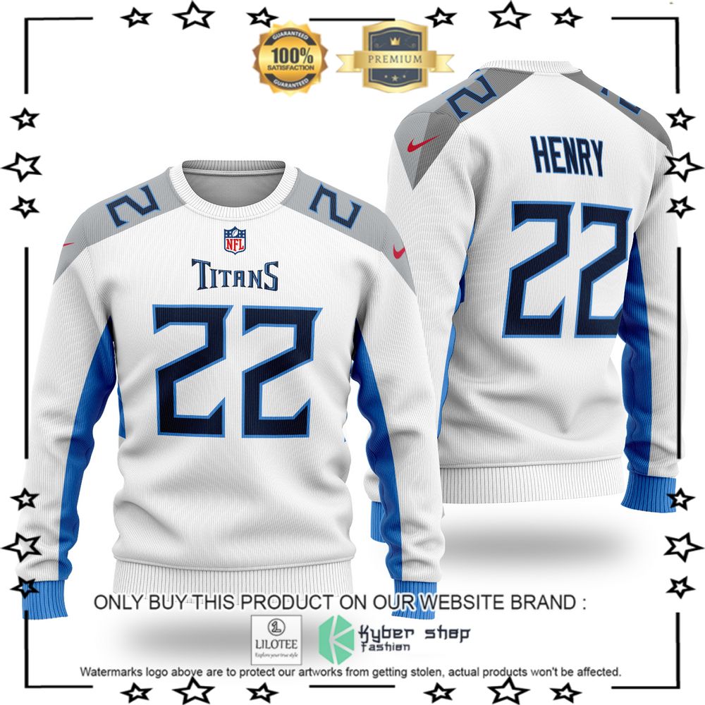 nfl tennessee titans derrick henry white wool sweater 1 85735