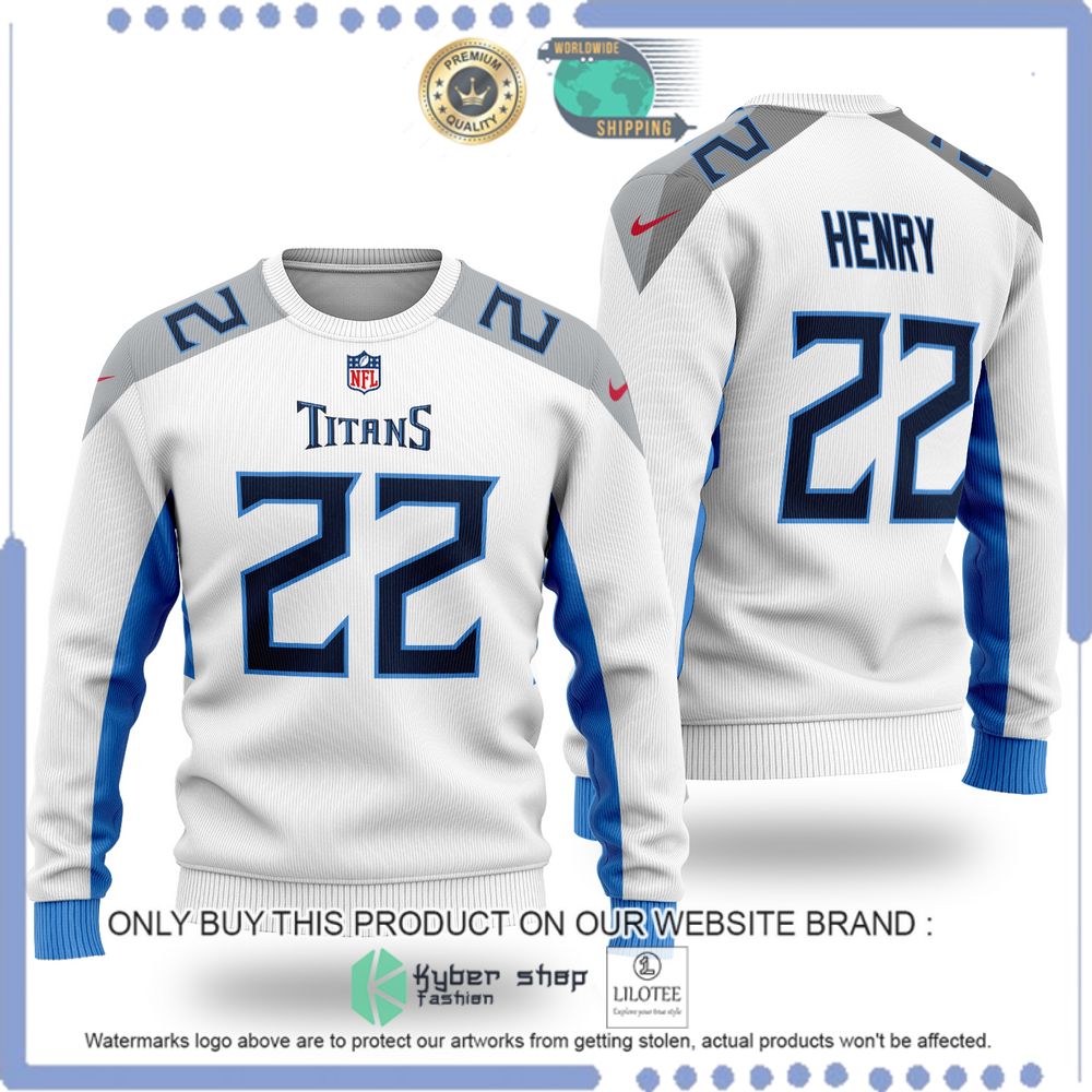 nfl tennessee titans derrick henry white wool sweater 1 94503