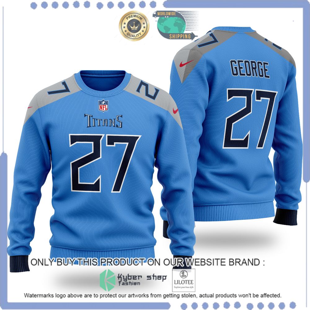 nfl tennessee titans eddie george blue wool sweater 1 49226