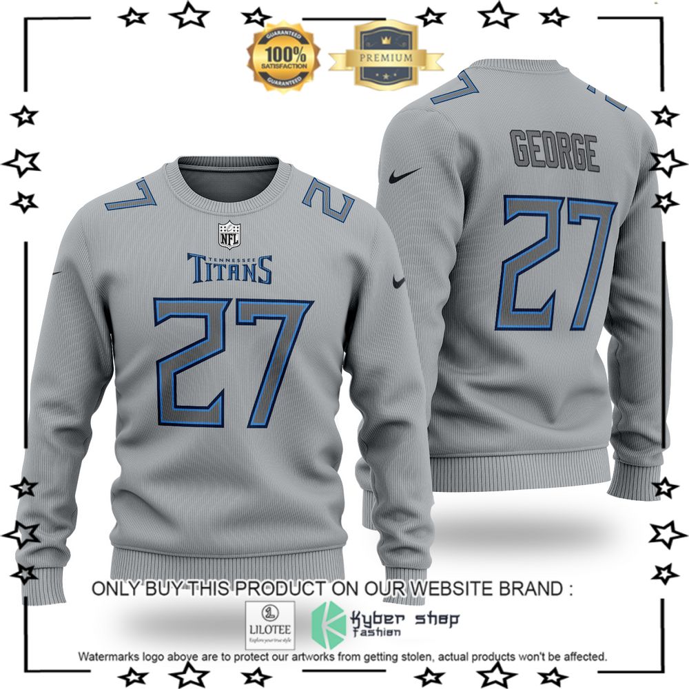 nfl tennessee titans eddie george grey wool sweater 1 37117