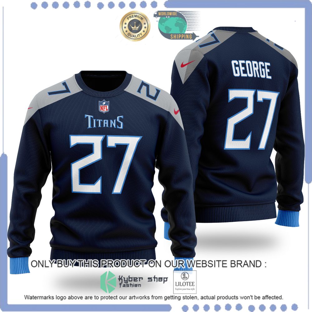 nfl tennessee titans eddie george navy wool sweater 1 46933