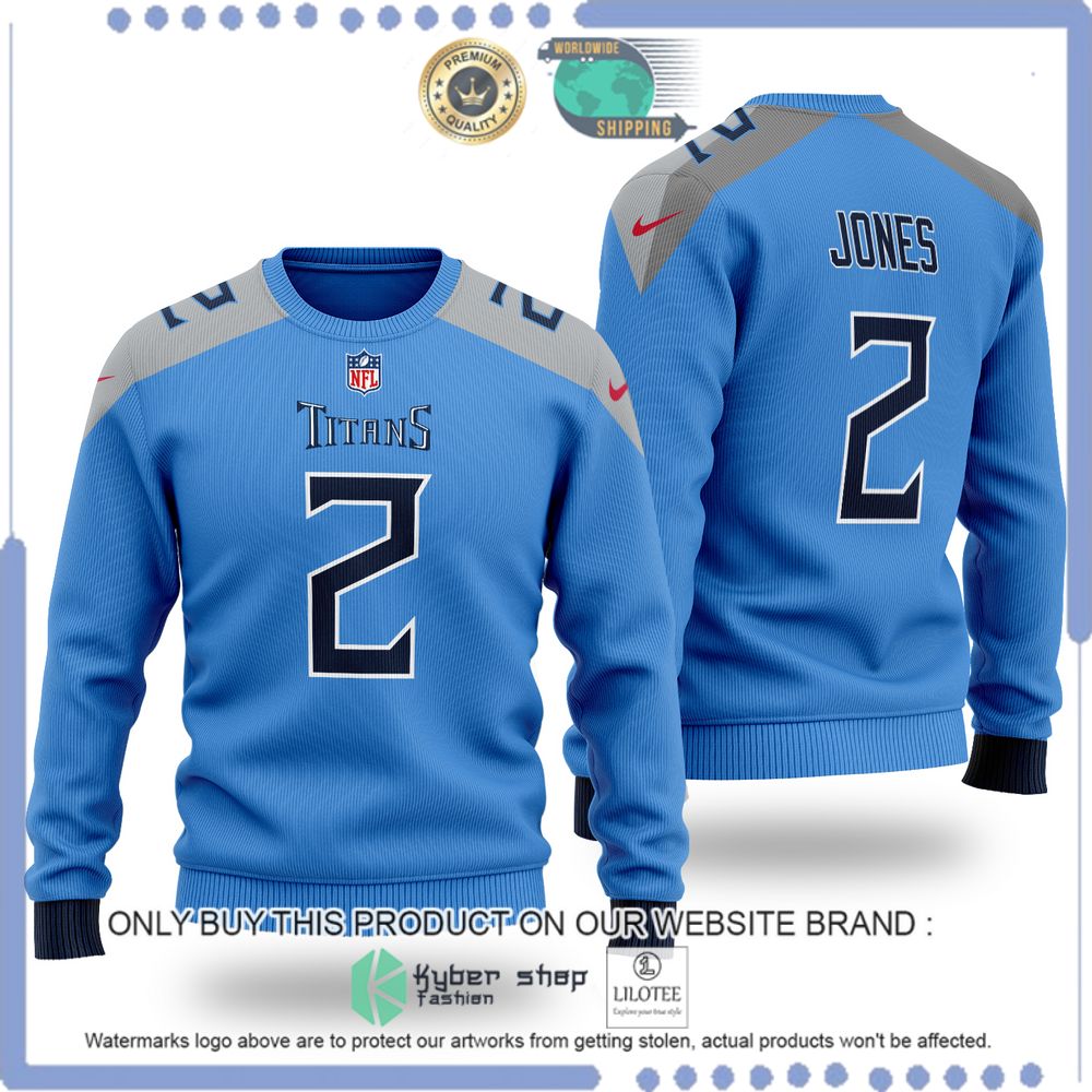 nfl tennessee titans julio jones blue wool sweater 1 9722