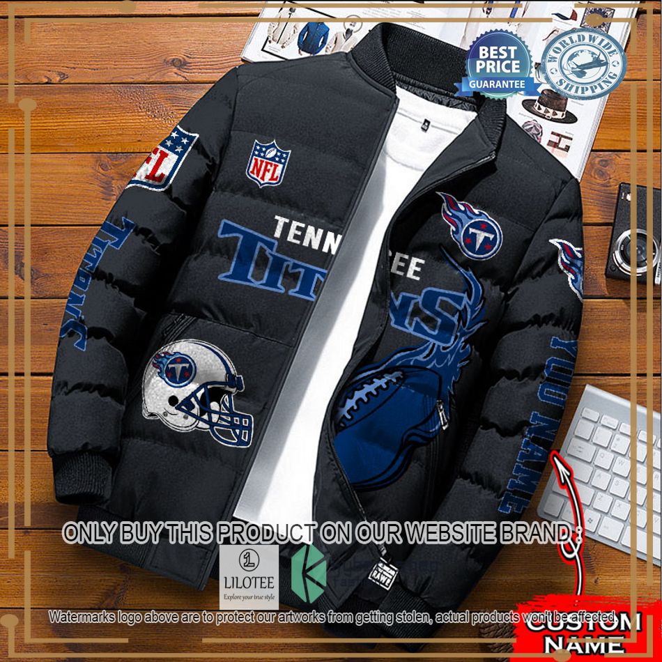 nfl tennessee titans logo helmet custom name down jacket 1 94714