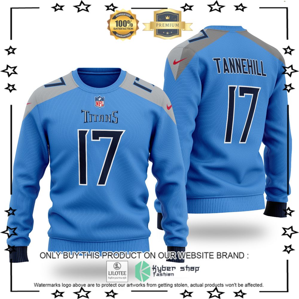 nfl tennessee titans ryan tannehill blue wool sweater 1 45837