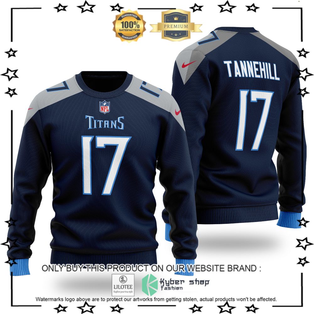 nfl tennessee titans ryan tannehill navy wool sweater 1 19088