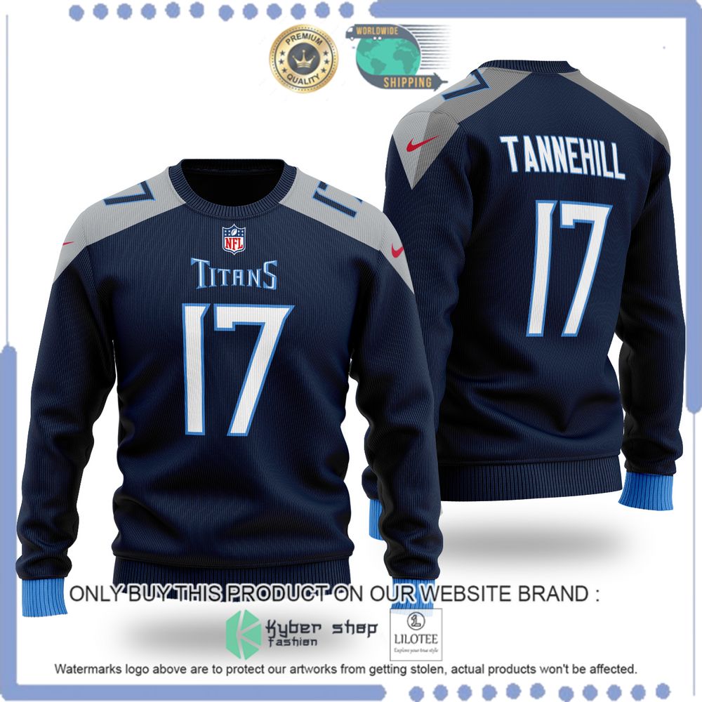 nfl tennessee titans ryan tannehill navy wool sweater 1 51961