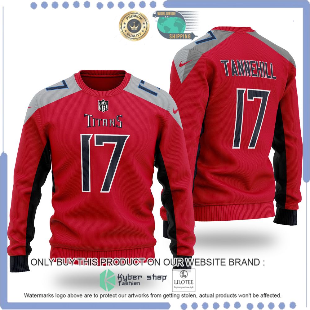 nfl tennessee titans ryan tannehill red wool sweater 1 32788