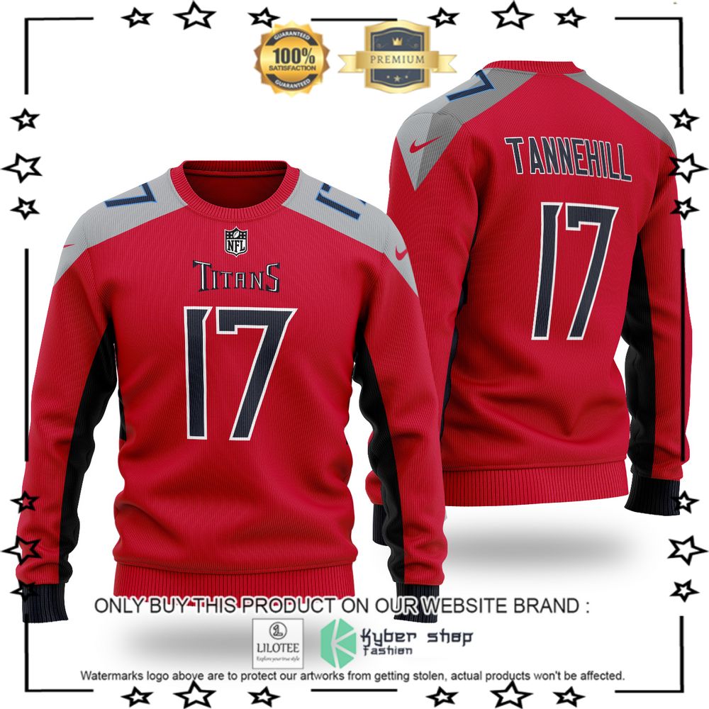 nfl tennessee titans ryan tannehill red wool sweater 1 45185