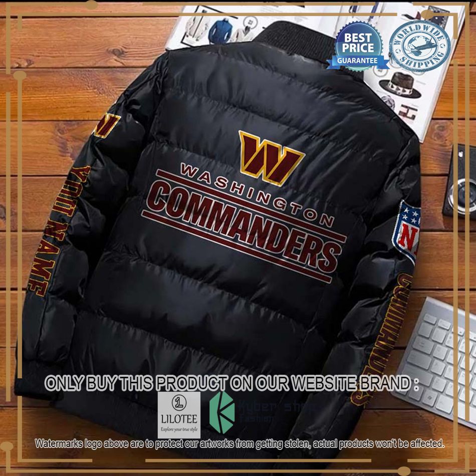 nfl washington commanders logo helmet custom name down jacket 2 57498