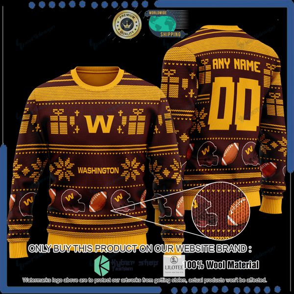 nfl washington football team yellow brown personalized woolen knitted sweater 1 36173