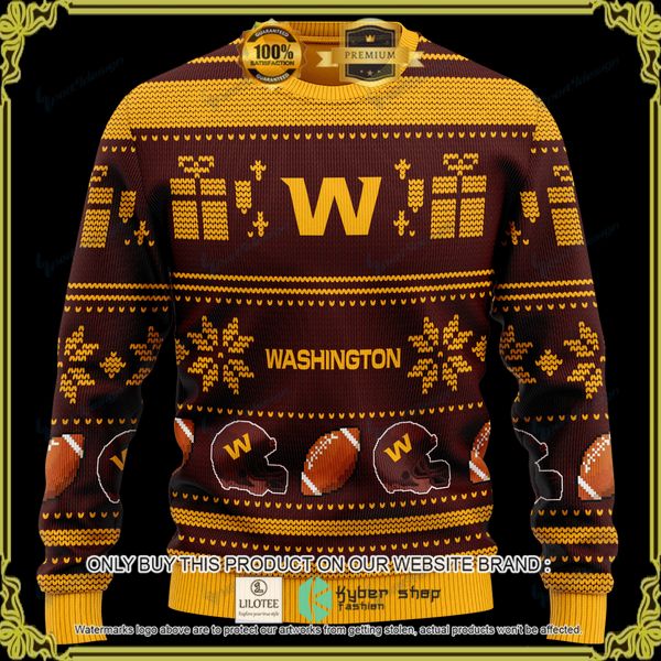 nfl washington football team yellow brown personalized woolen knitted sweater 1 40772