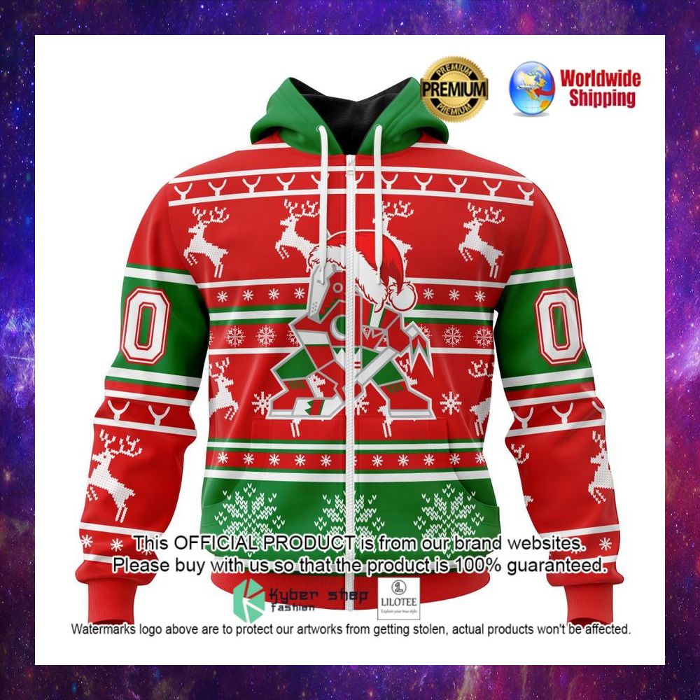 nhl arizona coyotes santa hat personalized 3d hoodie shirt 1 664