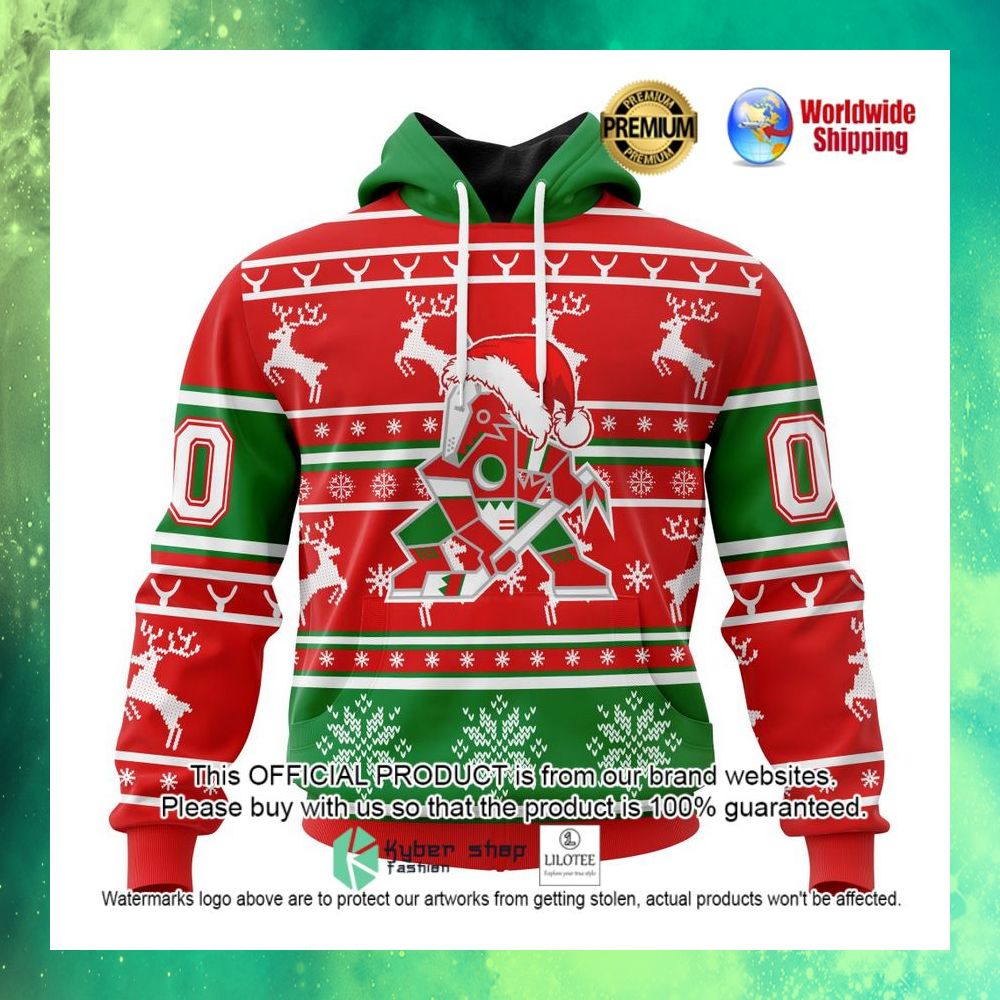 nhl arizona coyotes santa hat personalized 3d hoodie shirt 1 694
