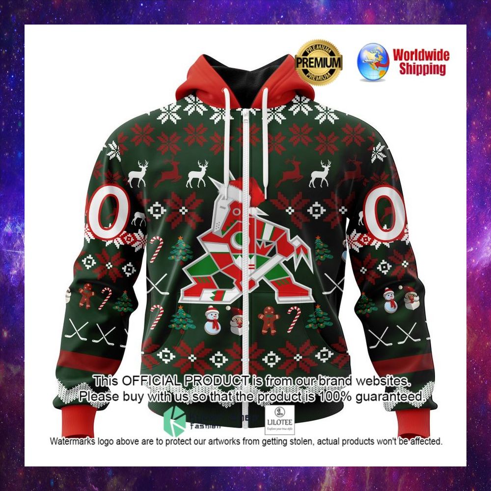 nhl arizona coyotes team santa hat personalized 3d hoodie shirt 1 335