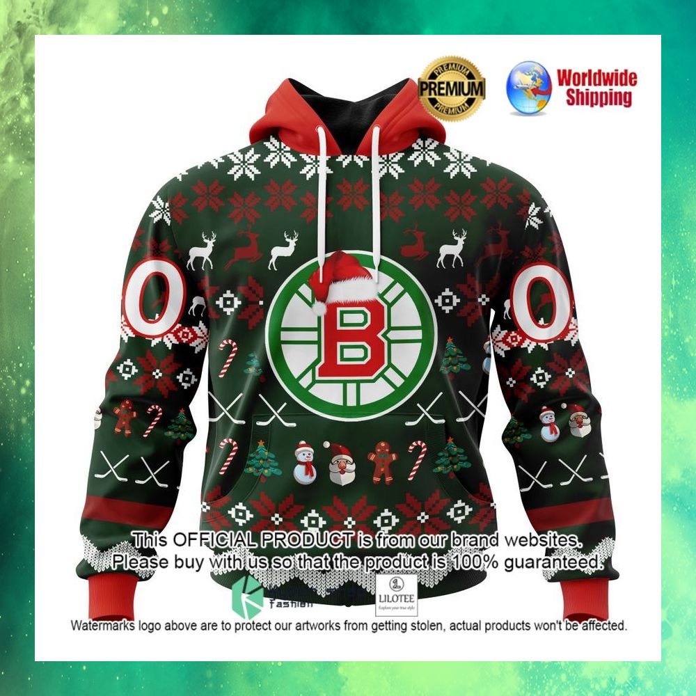 nhl boston bruins team santa hat personalized 3d hoodie shirt 1 706