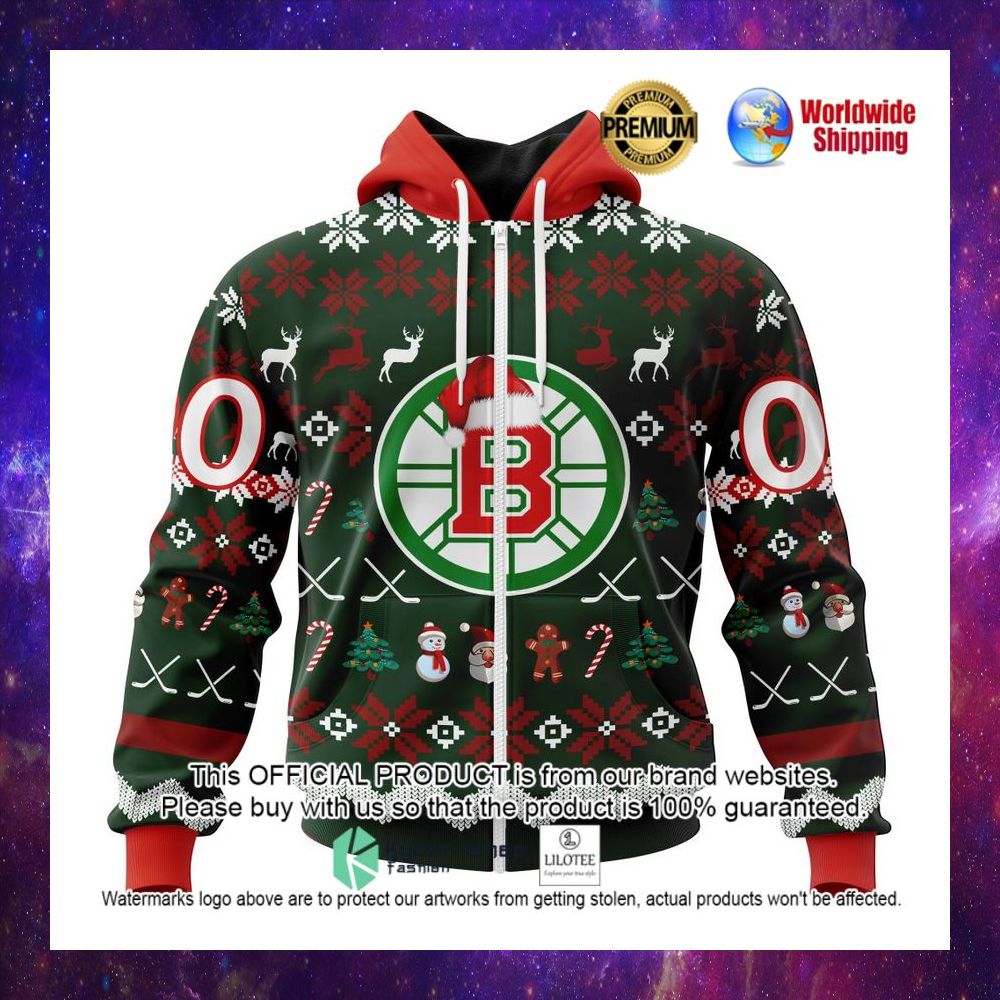 nhl boston bruins team santa hat personalized 3d hoodie shirt 1 788