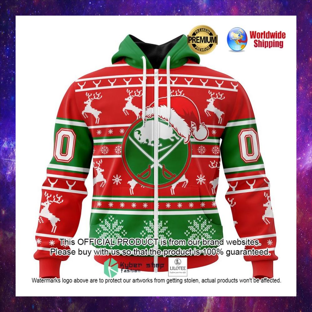 nhl buffalo sabres santa hat personalized 3d hoodie shirt 1 821