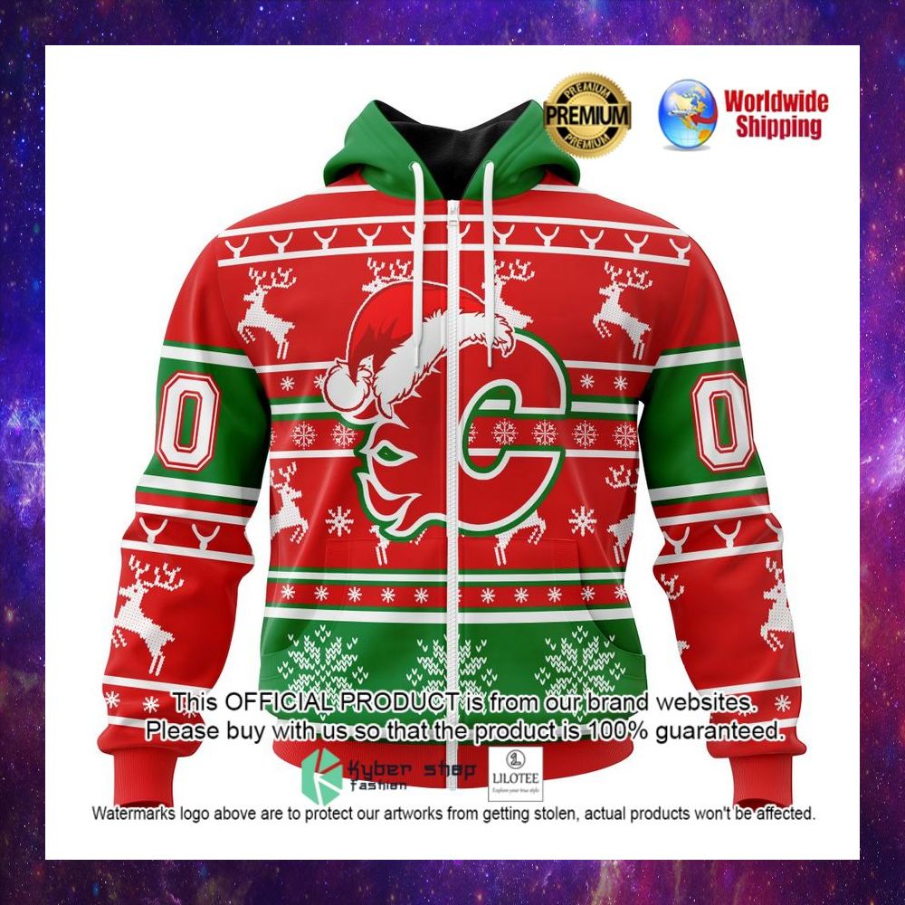 nhl calgary flames santa hat personalized 3d hoodie shirt 1 594