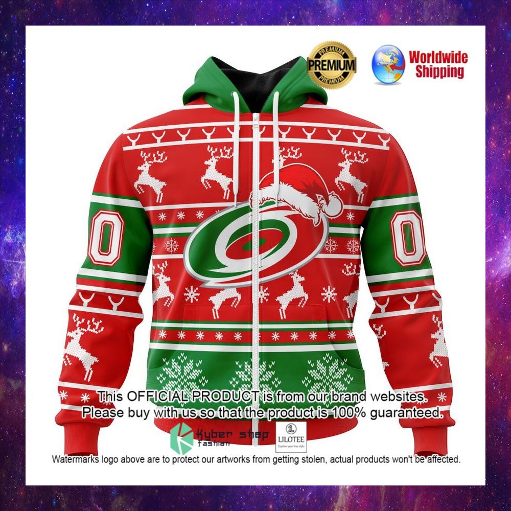 nhl carolina hurricanes santa hat personalized 3d hoodie shirt 1 825