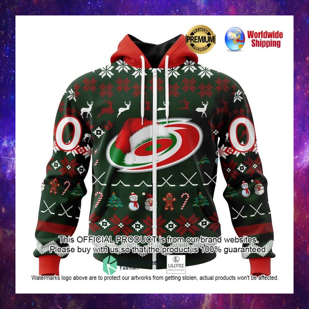 nhl carolina hurricanes team santa hat personalized 3d hoodie shirt 1 240