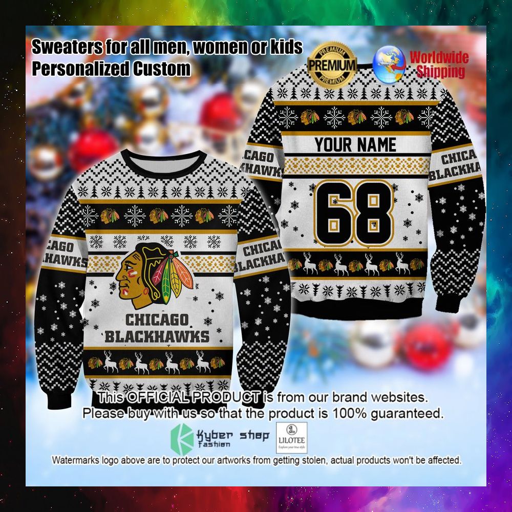 nhl chicago blackhawks personalized christmas sweater 1 649