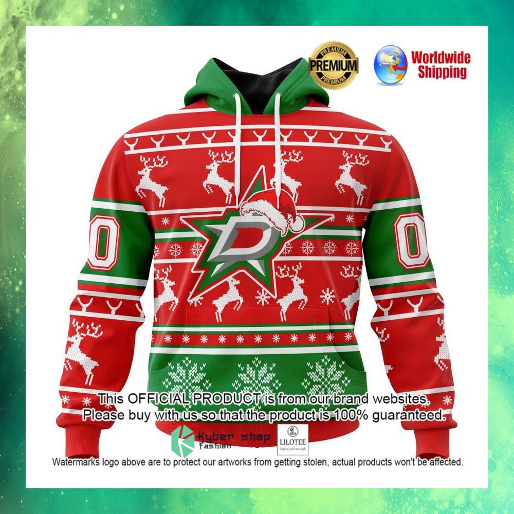 nhl dallas stars santa hat personalized 3d hoodie shirt 1 553