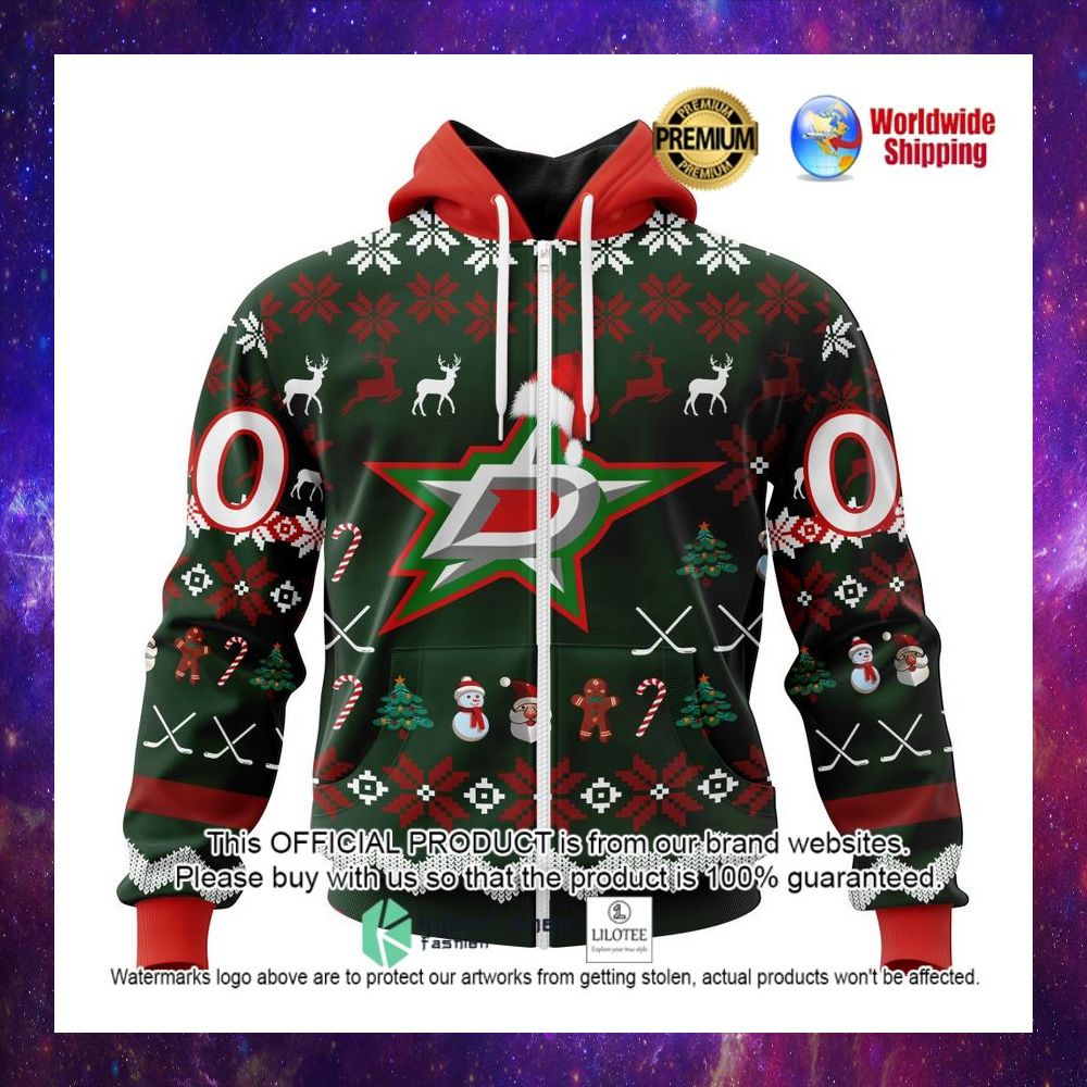nhl dallas stars team santa hat personalized 3d hoodie shirt 1 223