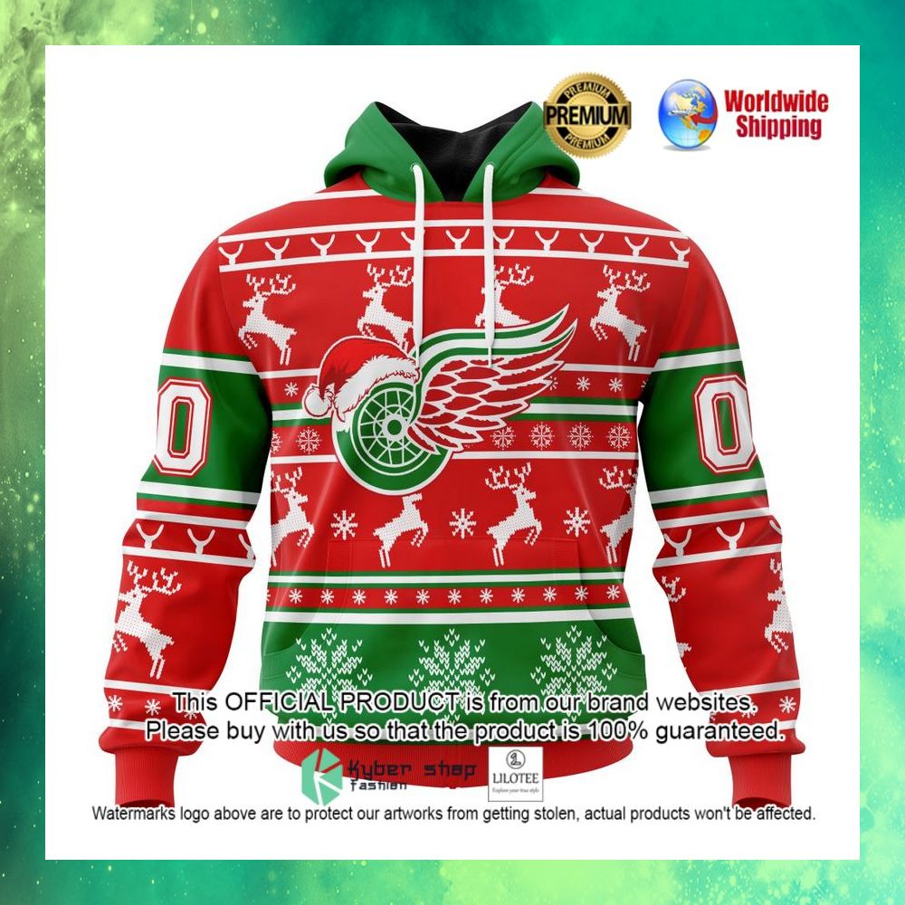 nhl detroit red wings santa hat personalized 3d hoodie shirt 1 799
