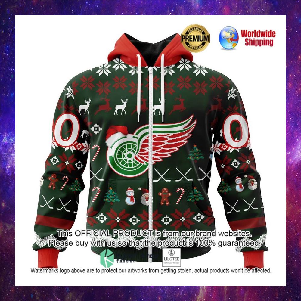 nhl detroit red wings team santa hat personalized 3d hoodie shirt 1 245