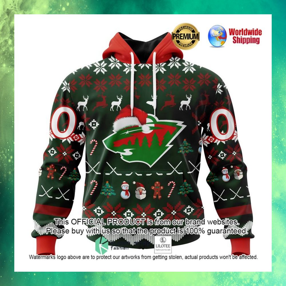 nhl minnesota wild team santa hat personalized 3d hoodie shirt 1 192