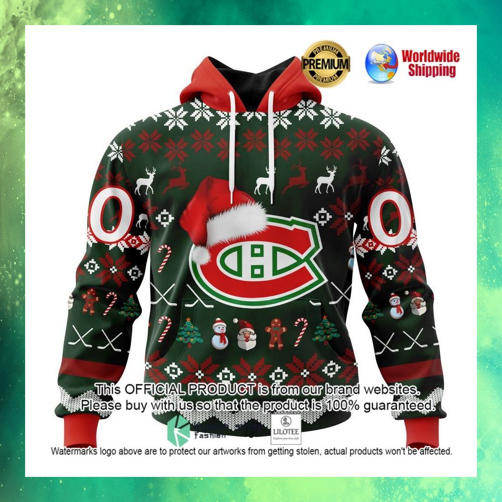 nhl montreal canadiens team santa hat personalized 3d hoodie shirt 1 493