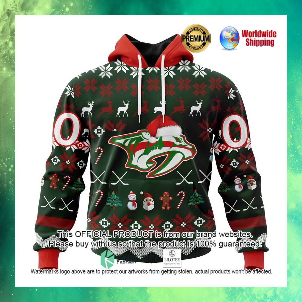 nhl nashville predators team santa hat personalized 3d hoodie shirt 1 80