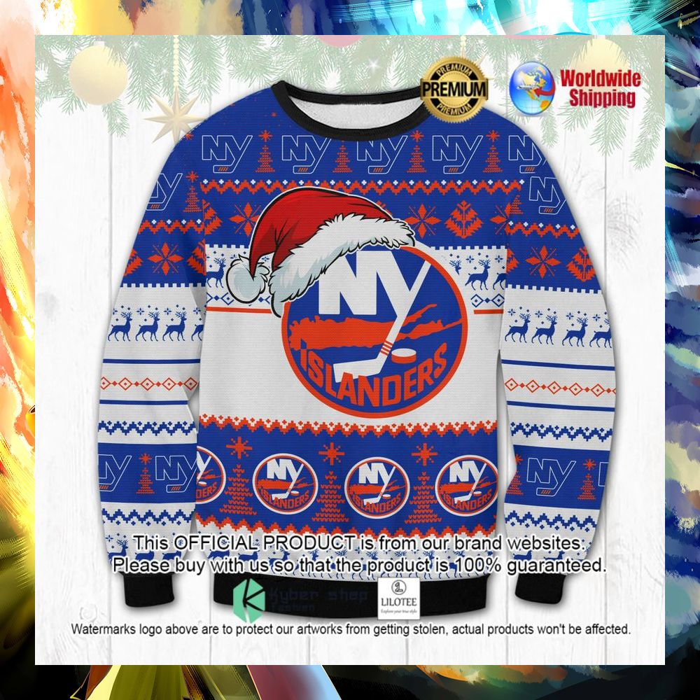nhl new york islanders santa hat christmas sweater 1 585