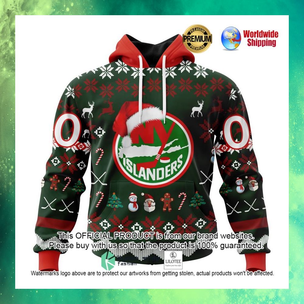 nhl new york islanders team santa hat personalized 3d hoodie shirt 1 368