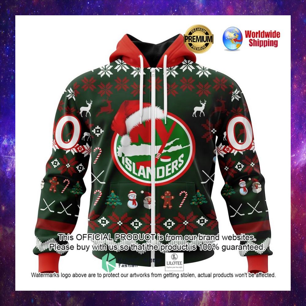 nhl new york islanders team santa hat personalized 3d hoodie shirt 1 900