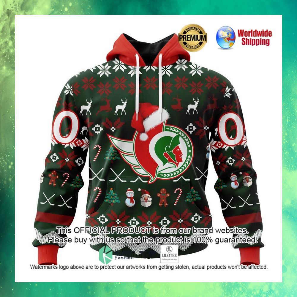 nhl ottawa senators team santa hat personalized 3d hoodie shirt 1 985