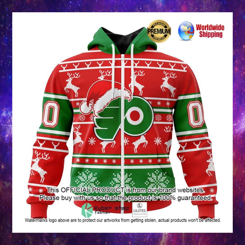nhl philadelphia flyers santa hat personalized 3d hoodie shirt 1 182