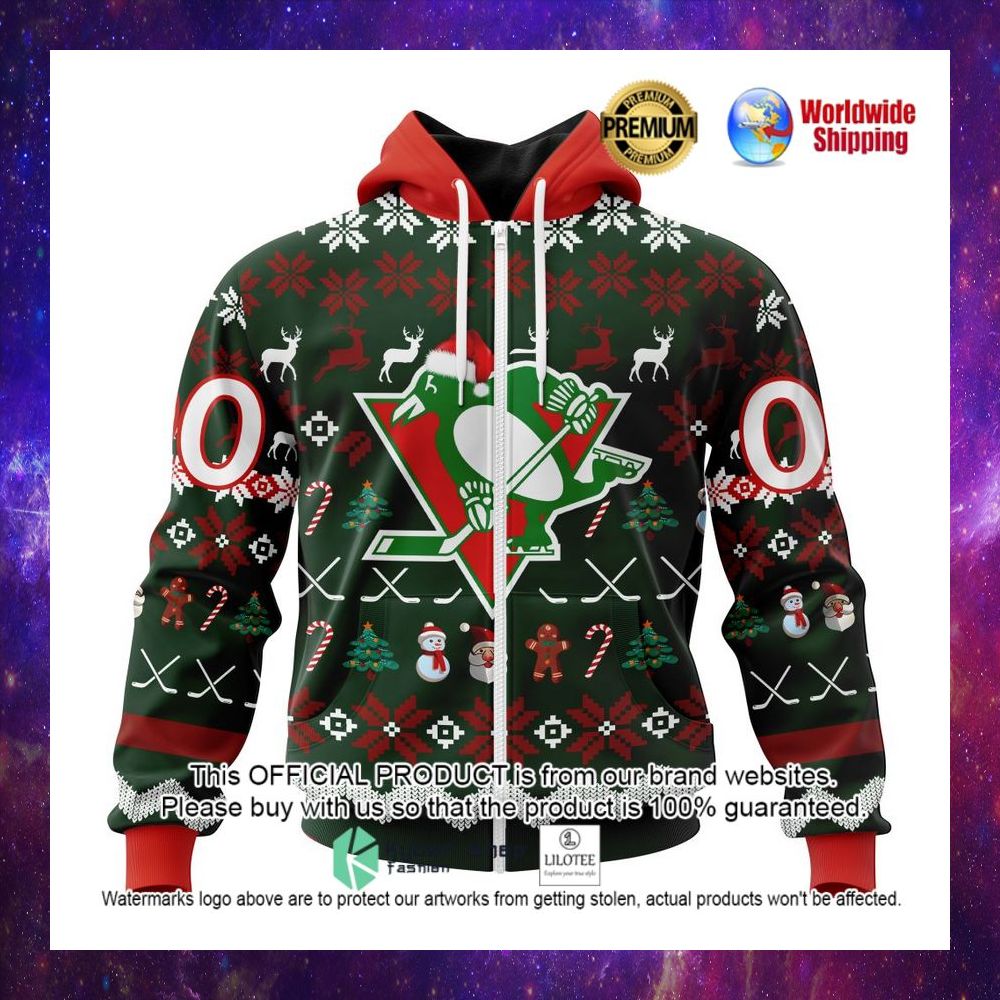 nhl pittsburgh penguins team santa hat personalized 3d hoodie shirt 1 377