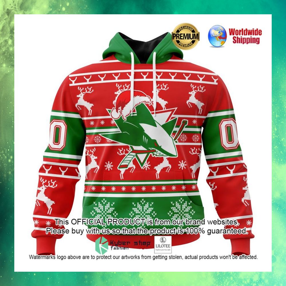 nhl san jose sharks santa hat personalized 3d hoodie shirt 1 165