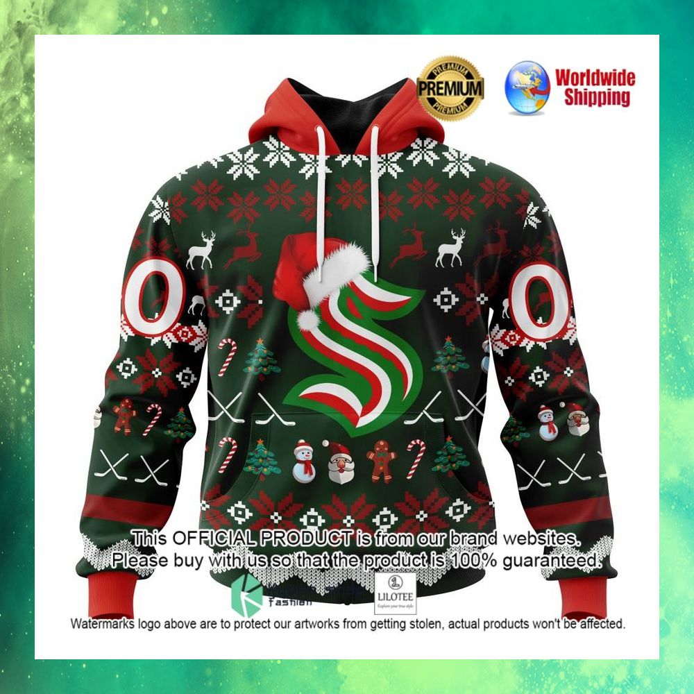nhl seattle kraken team santa hat personalized 3d hoodie shirt 1 426