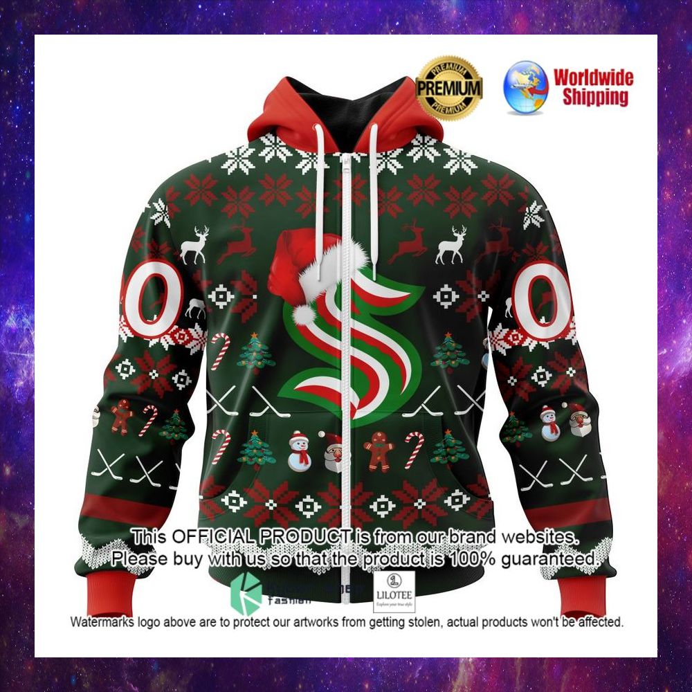 nhl seattle kraken team santa hat personalized 3d hoodie shirt 1 986