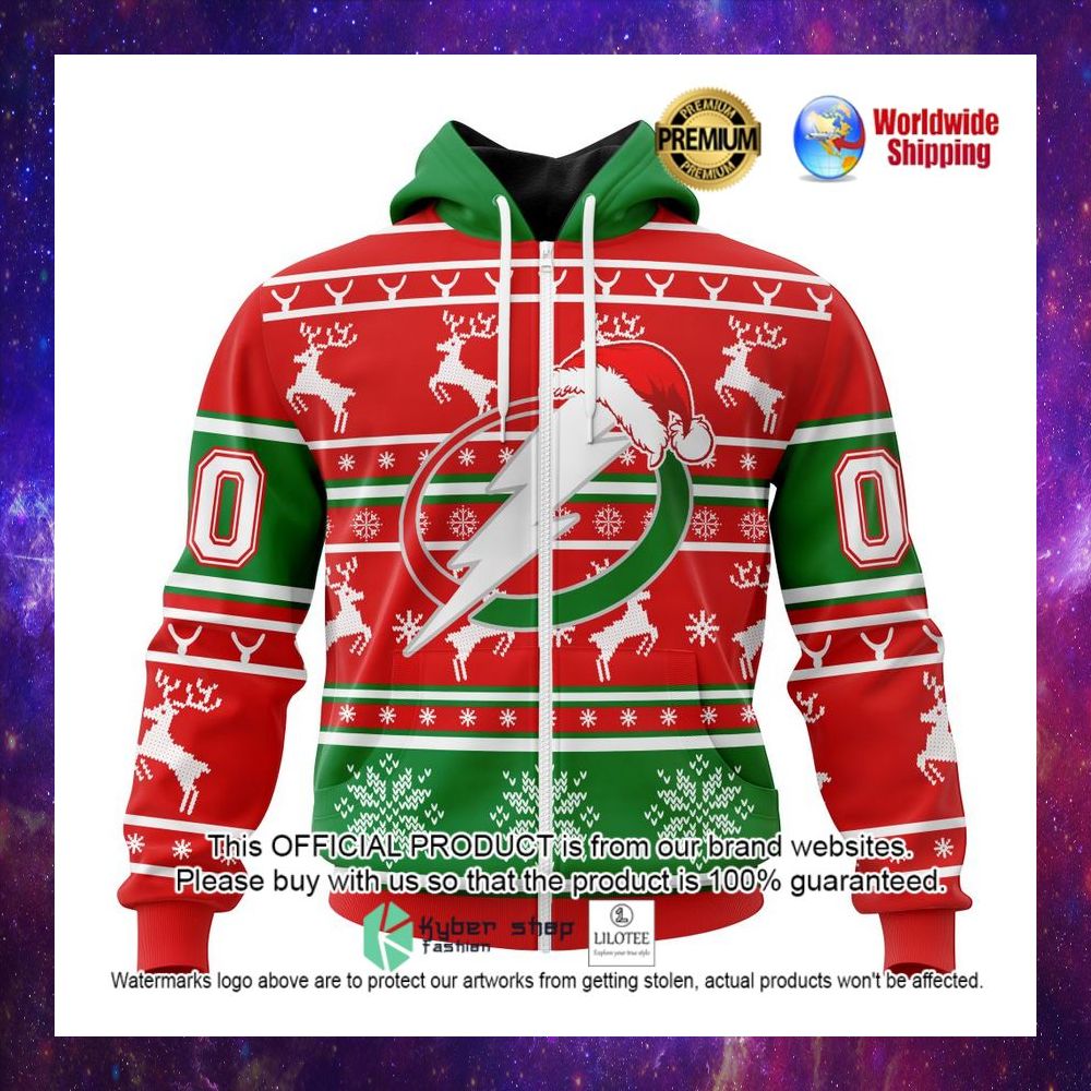 nhl tampa bay lightning santa hat personalized 3d hoodie shirt 1 742