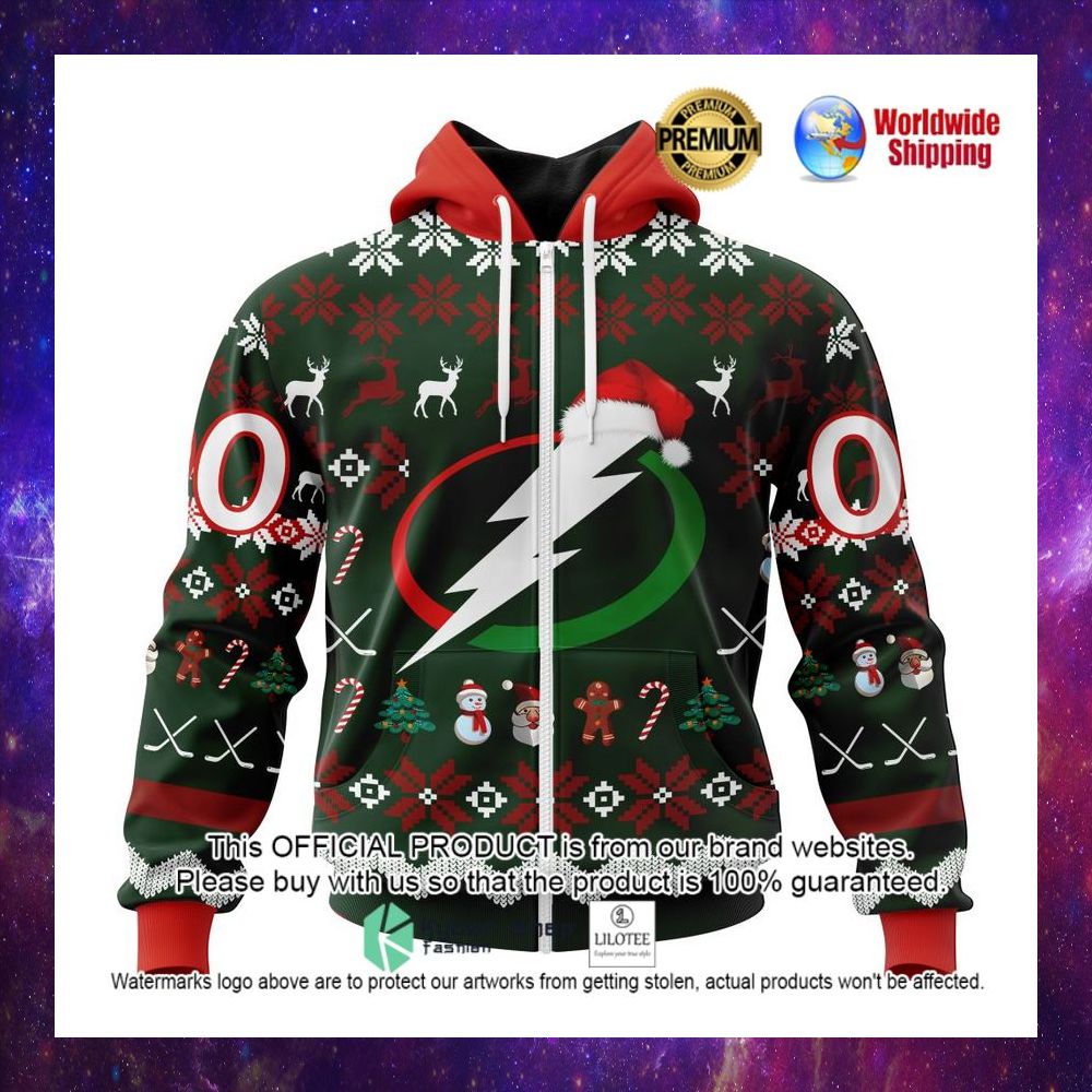 nhl tampa bay lightning team santa hat personalized 3d hoodie shirt 1 175