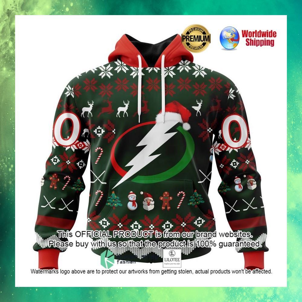 nhl tampa bay lightning team santa hat personalized 3d hoodie shirt 1 676