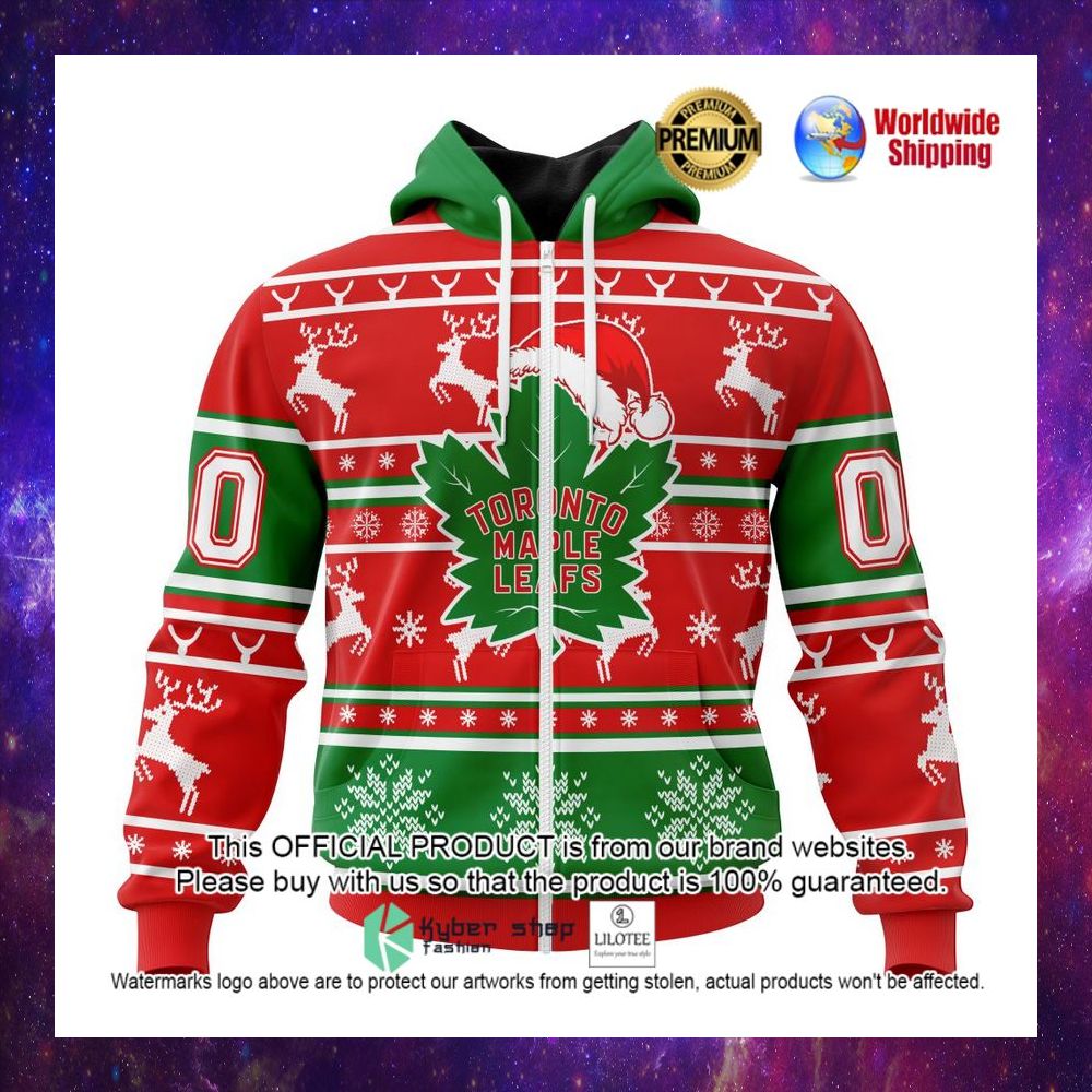 nhl toronto maple leafs santa hat personalized 3d hoodie shirt 1 582