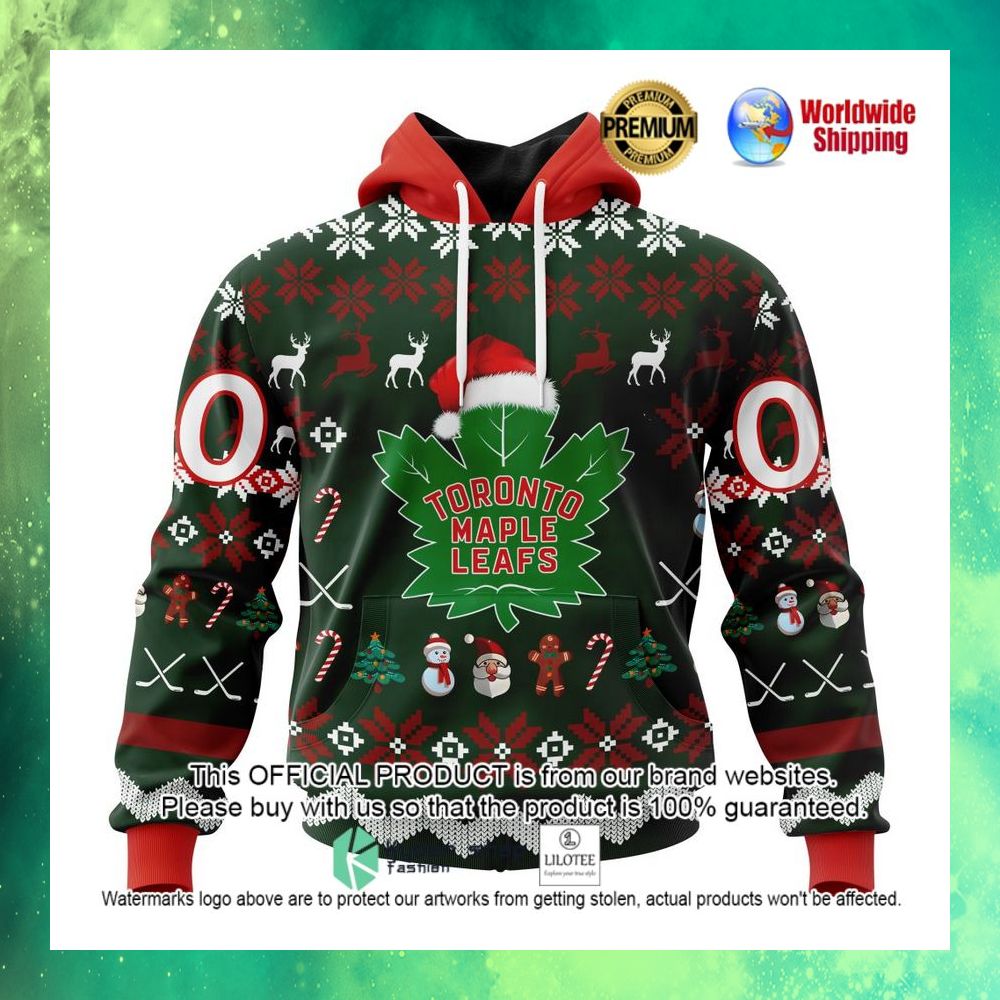 nhl toronto maple leafs team santa hat personalized 3d hoodie shirt 1 699