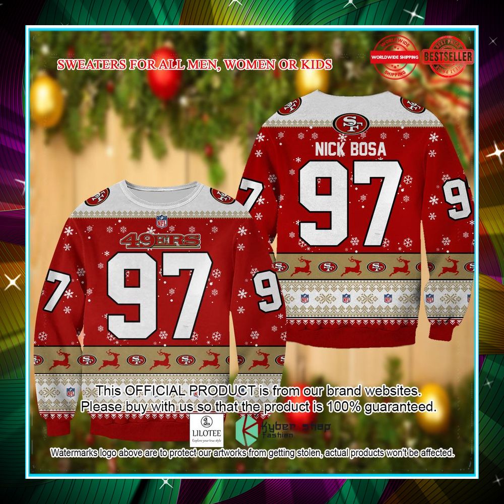 nick bosa san francisco 49ers christmas sweater 1 436